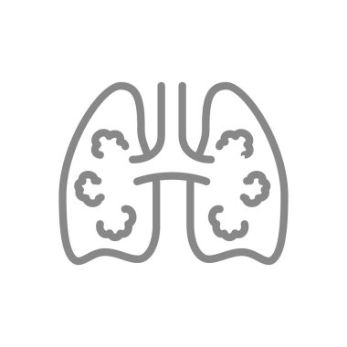 Tümör çizgisi simgesi olan akciğerler. Akciğer kanseri, hastalıklar iç organ, tüberküloz sembolü