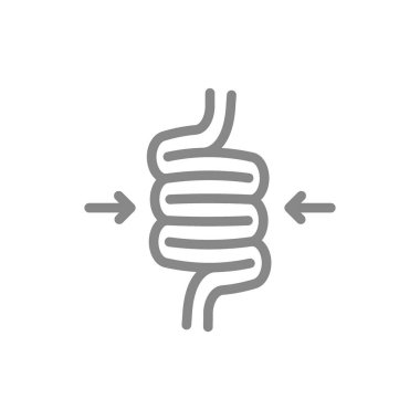 Sigmoid kolon volvulus hattı ikonu. İç organ, bağırsak sembolü hastalıkları