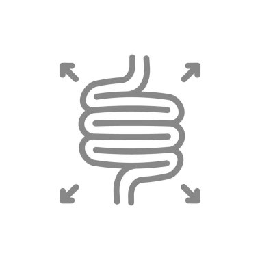 Şişmiş bağırsak hattı ikonu. İç organ hastalıkları, gaz zehirlenmesi.