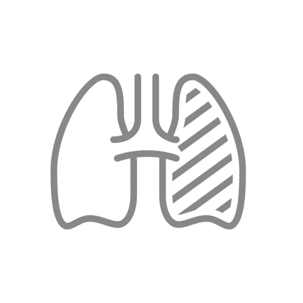 Ícone de linha pulmonar humano. Doença respiratória, órgão infectado, edema pulmonar, símbolo da pneumonia — Vetor de Stock