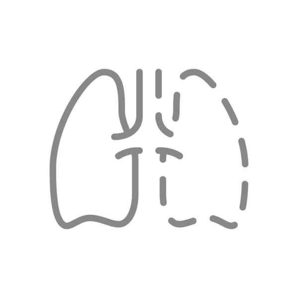 Ícone da linha de amputação dos pulmões. Um pulmão, doenças símbolo de órgão interno — Vetor de Stock