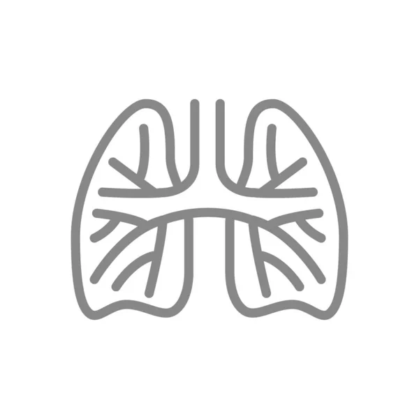 Pulmões com ícone de linha de vasos pulmonares. Embolia pulmonar, símbolo de hipertensão arterial — Vetor de Stock