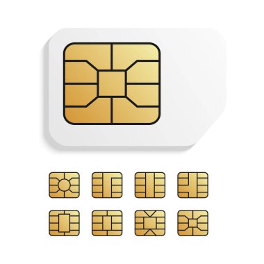 Farklı EMV çipleri olan gerçekçi küresel telefon kartı. Kredi kartı güvenliği için NFC çipi.