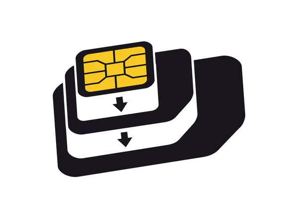 Nano naar Micro, Micro naar Normale SIM kaart adapters icoon. Telefoon sim-card converter symbool. — Stockvector