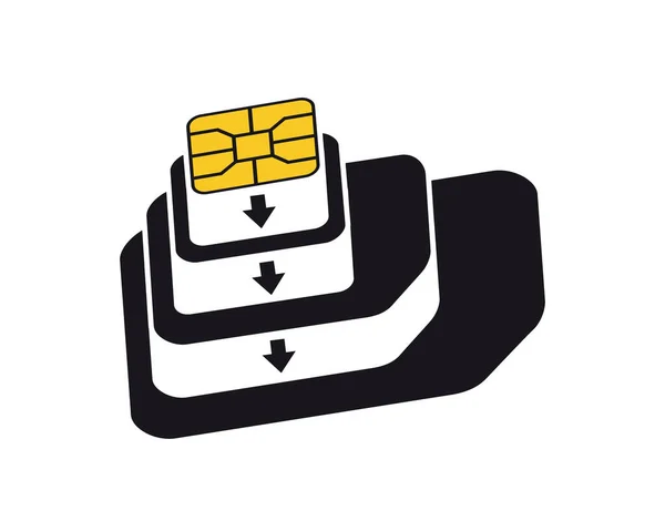 ESIM to Nano, Nano to Micro, Micro to Normal SIM card adaptéry icon. Symbol převodníků telefonních SIM karet. — Stockový vektor