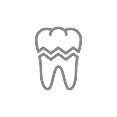 Kırık diş çizgisi ikonu. Hasarlı organ, akut ağrı, organ nakli reddi sembolü.