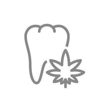 Marihuana yaprağı desenli diş. Esrar tedavisi, anestezi sembolü