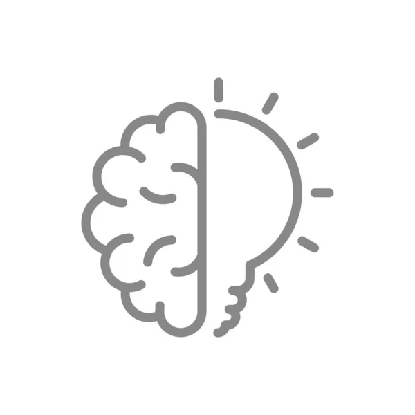 Menselijke hersenen met lichtlijn icoon. Creatief idee, brainstorm, denksymbool — Stockvector