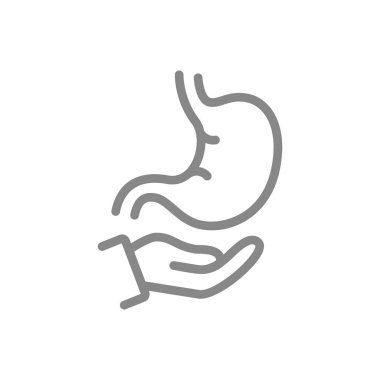 Mide el çizgisi ikonu. İnsan organı tedavisi, hastalık önleme sembolü