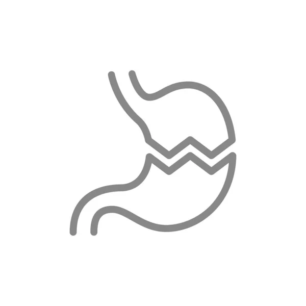 Icona della linea dello stomaco umano malato. Organo interno della malattia, dolore acuto, simbolo di rigetto del trapianto — Vettoriale Stock