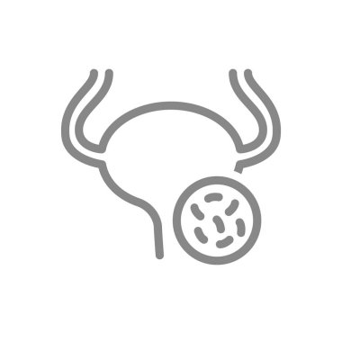 Bakteri çizgisi ikonlu idrar kesesi. Hastalık iç organı, sistit, idrar yolu enfeksiyonu sembolü