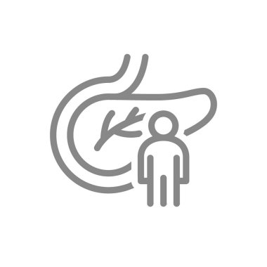 Pankreas ve insan çizgisi ikonu. İnsan sindirim ve endokrin sistem sembolü