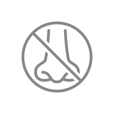 Burun çizgisi ikonlu yasak tabela. Ampütasyon iç organı, koku sistemi sembolü yok