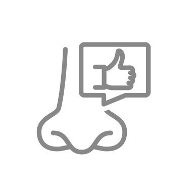 Konuşma baloncuğu simgesinde burnu havada bir burun. Sağlıklı koku organı sembolü