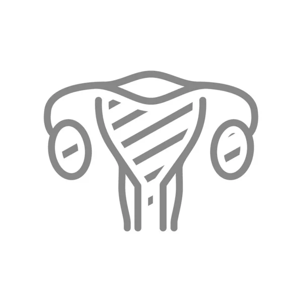 Bolestivá ikona dělohy. Rakovina dělohy, endometritida, neplodnost, symbol infikovaných orgánů — Stockový vektor