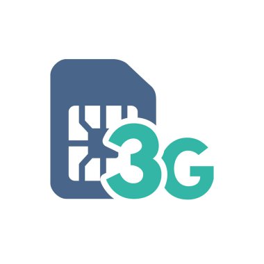 3G ağ düz simgeli SIM kart. Mobil yuva, telefon çipi sembolü
