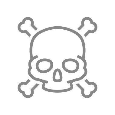 Çapraz kemik çizgisi simgesi olan bir kafatası. Ölüm uyarısı, zehirli maddeler, tehlike sembolü