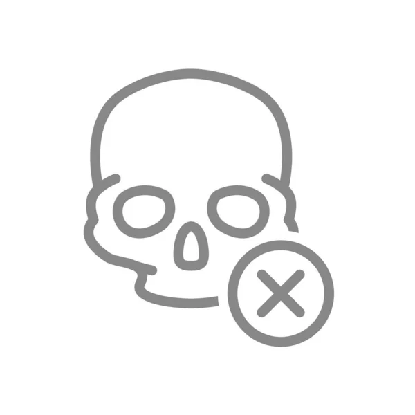 Crâne avec icône de ligne de coche croisée. Structure osseuse de la tête, symbole du crâne — Image vectorielle