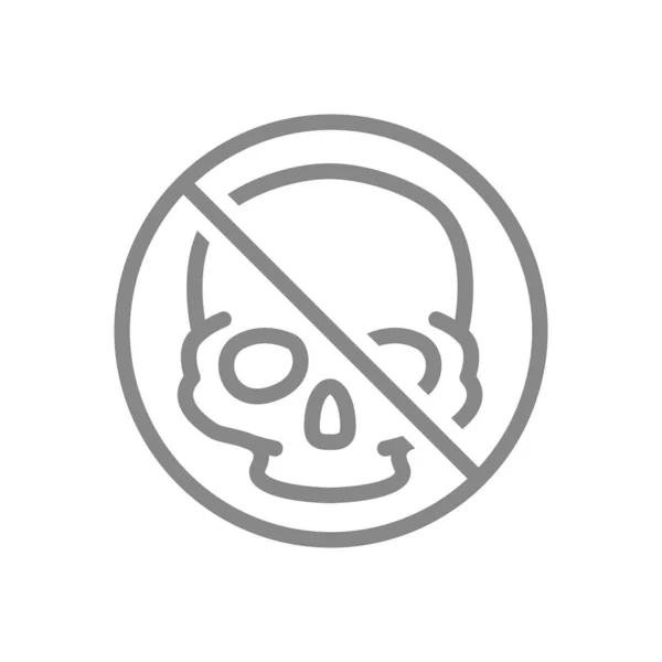 Tiltott jel egy emberi koponyavonal ikonnal. Átültetés, nincs fejcsont szimbólum — Stock Vector