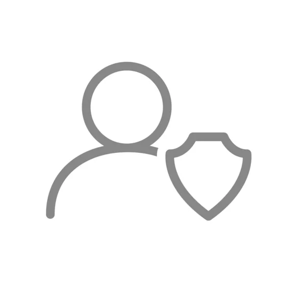 Profilo utente con icona linea scudo. Simbolo di protezione account online — Vettoriale Stock
