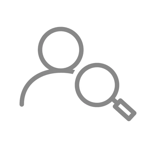 Benutzerprofil mit Vergrößerungsglas-Zeilensymbol. Suche nach Personen, Symbol für Mitarbeitersuche — Stockvektor