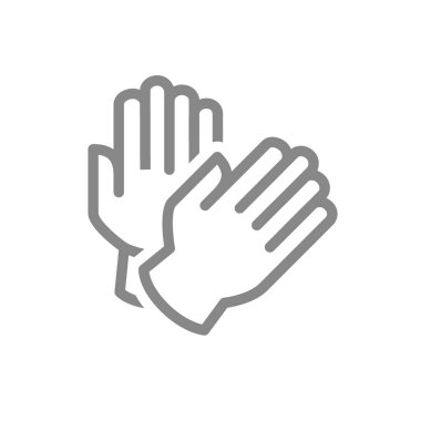 Lastik eldiven çizgisi ikonu. Temizlik malzemesi, el dezenfeksiyonu sembolü