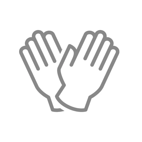 ゴム医療用手袋ラインアイコン。手の保護記号 — ストックベクタ