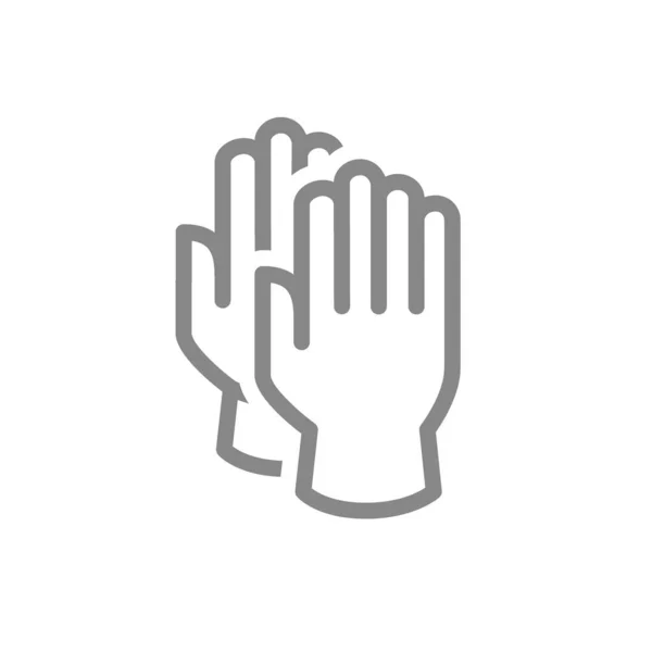 Καθαρισμός εικονίδιο γραμμή γάντια. Προστατευτικό χεριών,, σύμβολο πρόληψης λοιμώξεων — Διανυσματικό Αρχείο