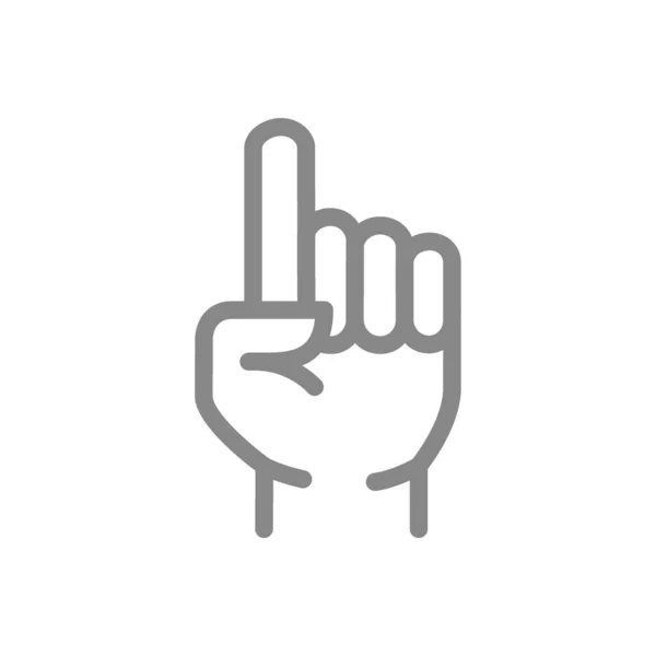 Index finger gesture line icon. Attention symbol — Stock Vector