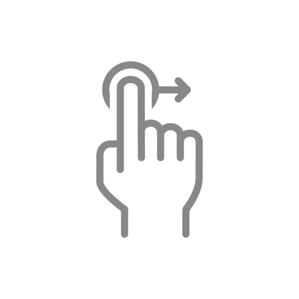 One-touch e scorrere l'icona della linea destra. Simbolo gesto mano touch screen — Vettoriale Stock