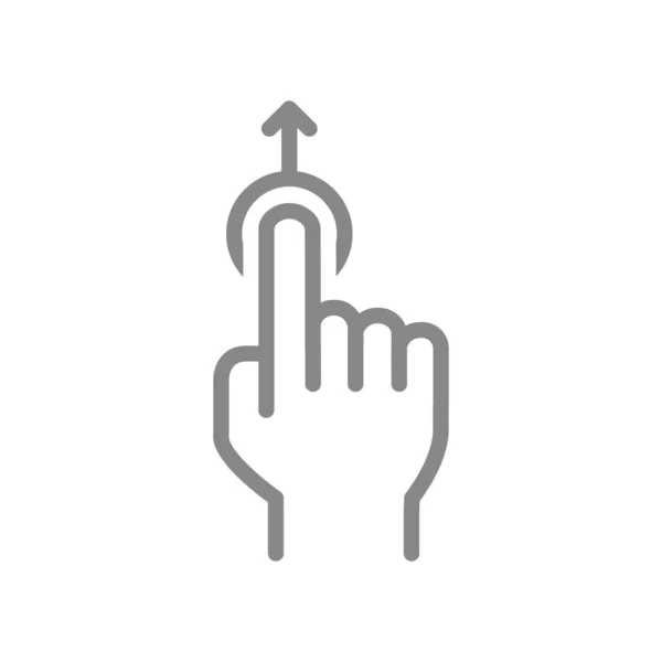 Egy érintés és húzd fel a vonal ikonját. Érintőképernyős kézmozdulat szimbólum — Stock Vector