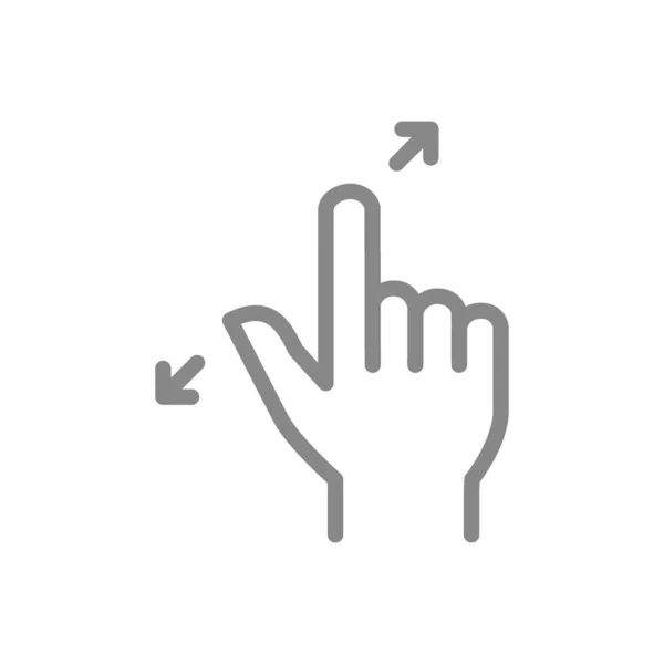 Zoom con dos dedos icono de línea. Pantalla táctil símbolo de gesto de mano — Archivo Imágenes Vectoriales