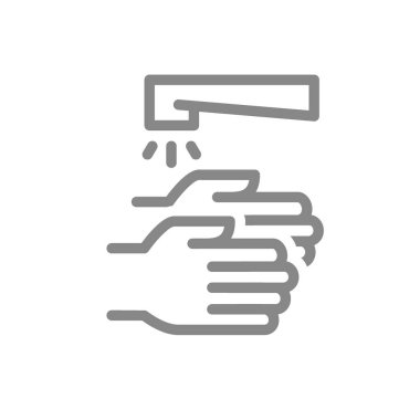 Su hattı ikonu ile el yıkama. Temizlik ve dezenfeksiyon, hijyen sembolü..