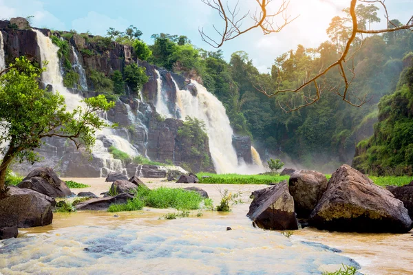 Pongour Falls güzel şelale yağmur sezonu, dalat, vietn