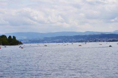 Lake Zurich bulutlu bir günde görüntülemek