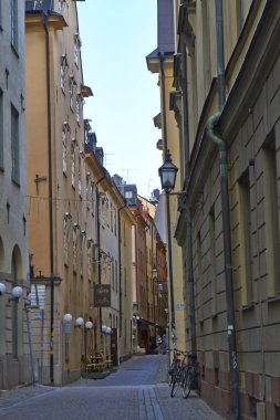 Stockholm, İsveç'te küçük sokak