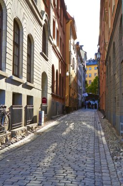 Stockholm, İsveç'te küçük sokak