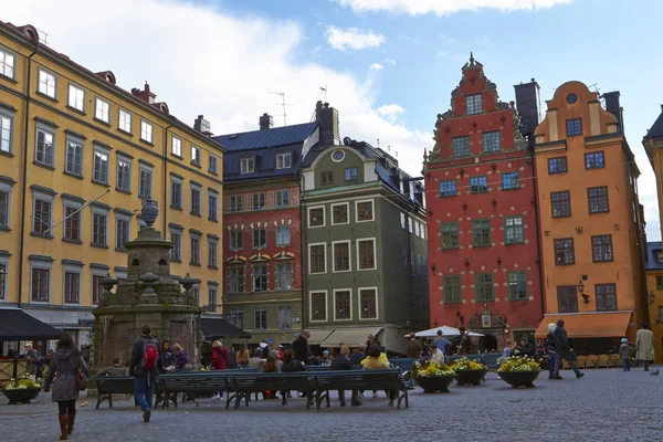 Kwadrat koloru domy w Sztokholm, Szwecja — Zdjęcie stockowe