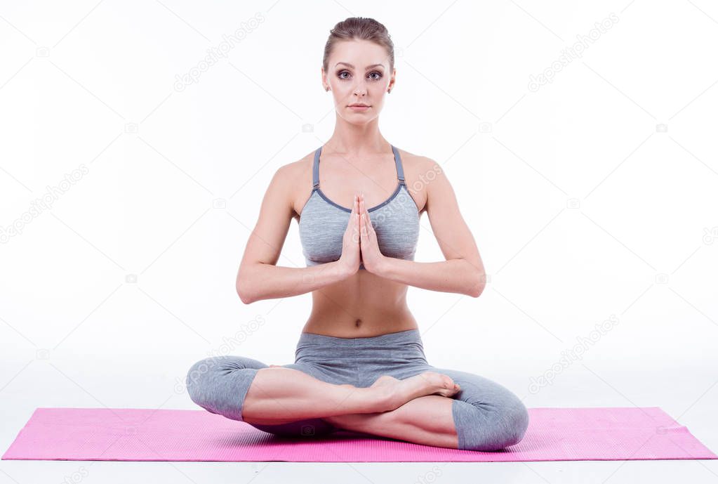 young girl does yoga