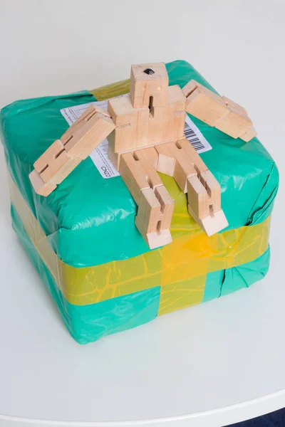 Zabawki drewniane robota — Zdjęcie stockowe