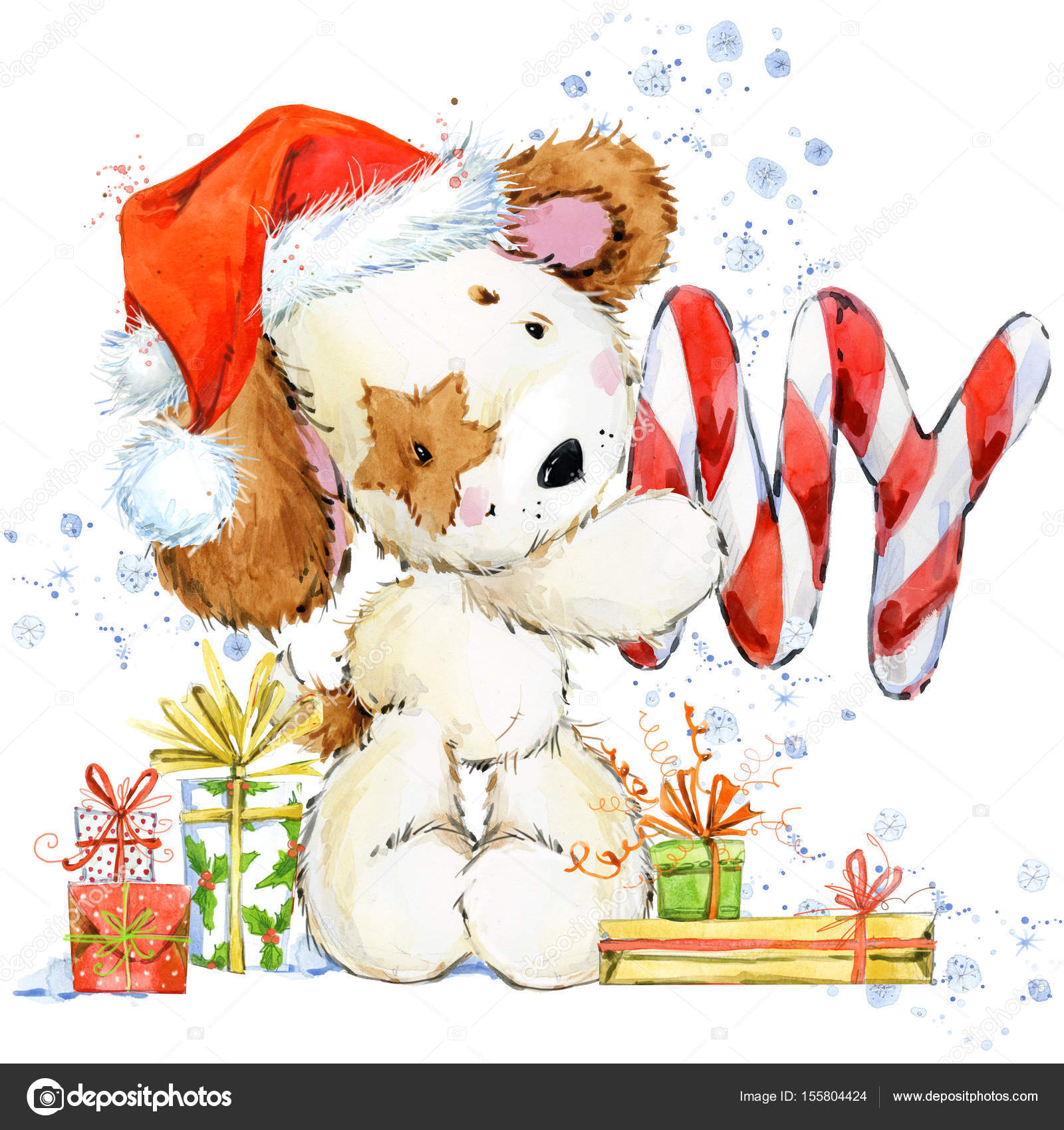 Illustration Aquarelle De Dessin Animé Mignon Chiot Fond