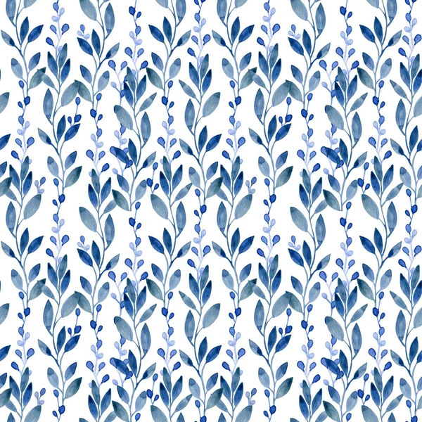 blue leaves seamless pattern