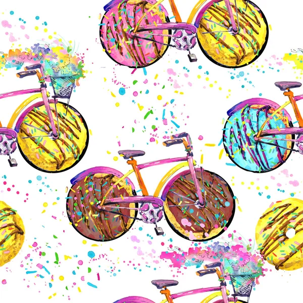 colored bicycle seamless pattern