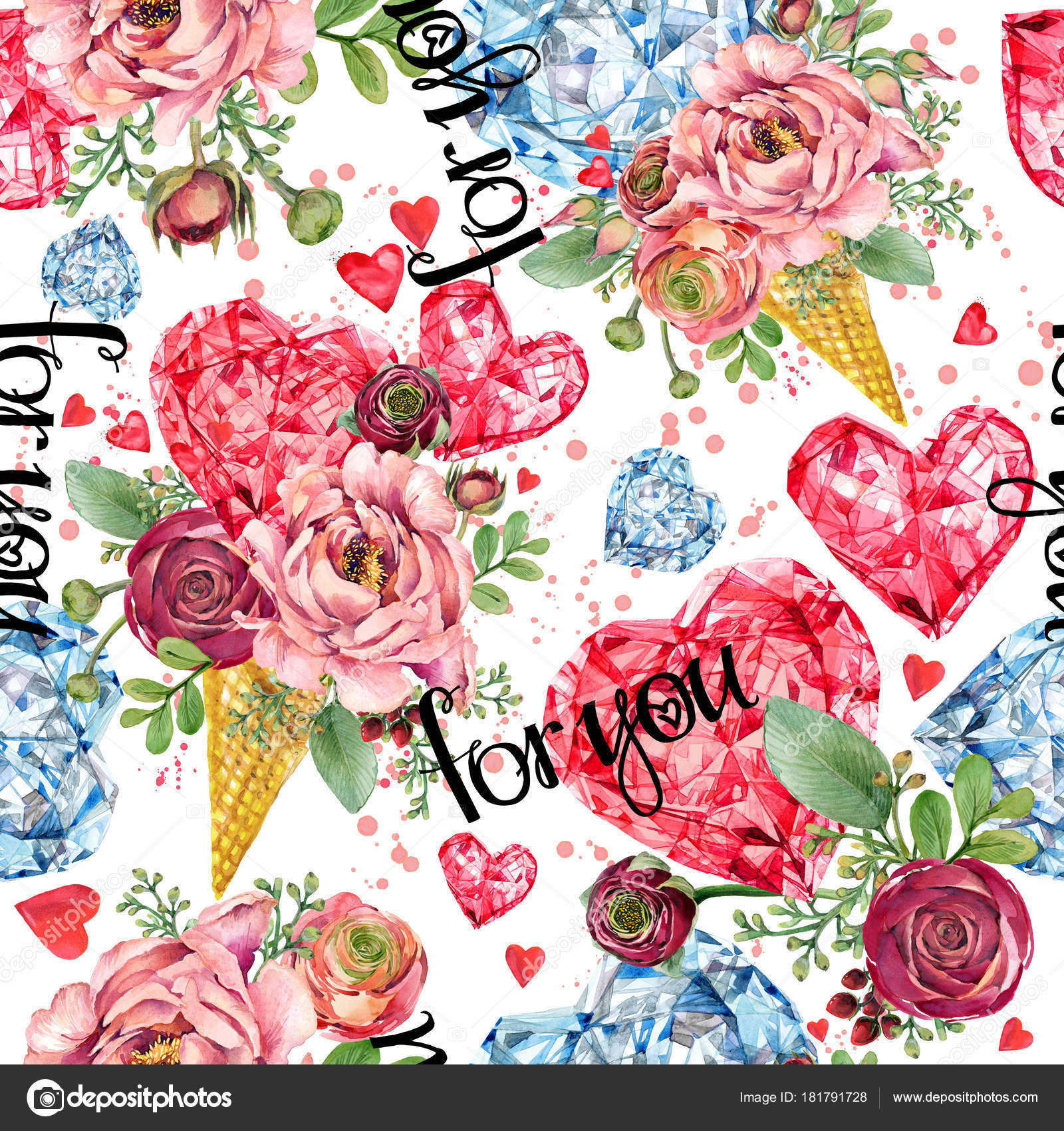 Fleur Rose Coeur Rouge Modèle Sans Couture Fond Luxe Diamant