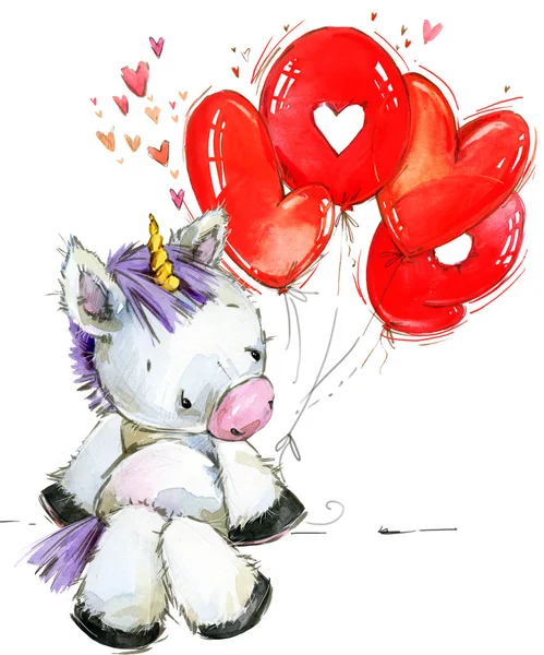 cute unicorn watercolor illustration