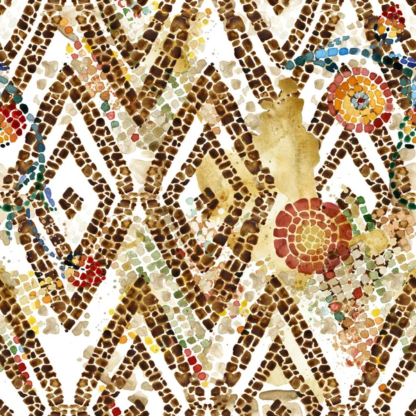 Mosaïque Vintage Sans Couture Dans Style Byzantin Carreaux Céramique Motif — Photo