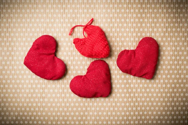 Colorful knitted hearts