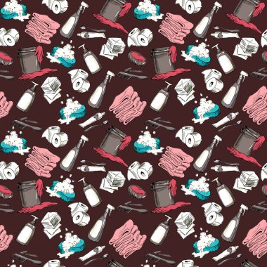 Çizilmiş hijyen elemanları ile Seamless Modeli