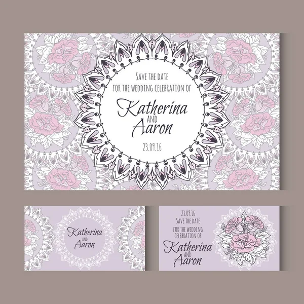 Set Hochzeitskarten mit Platz für Text — Stockvektor