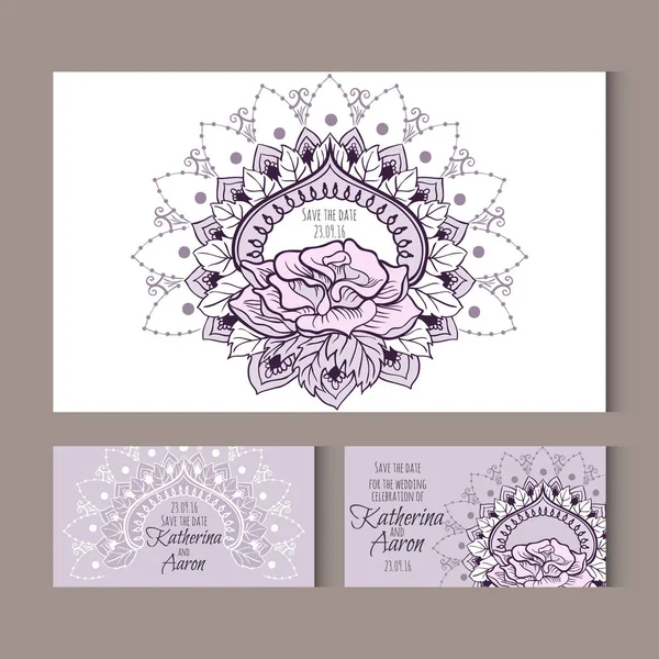 Ensemble de cartes de mariage invitation avec place pour le texte — Image vectorielle